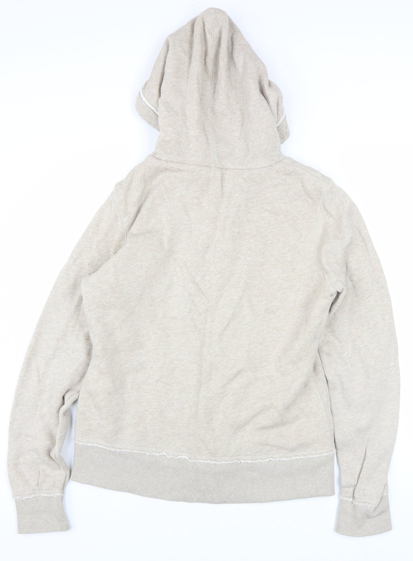 H&M L.O.G.G Women Beige Hooded Full Zip Cotton Jacket Size 14