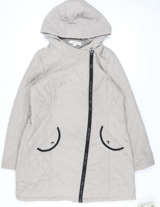 Marisota Women’s Grey Quilted Hooded Long Coat Size 18