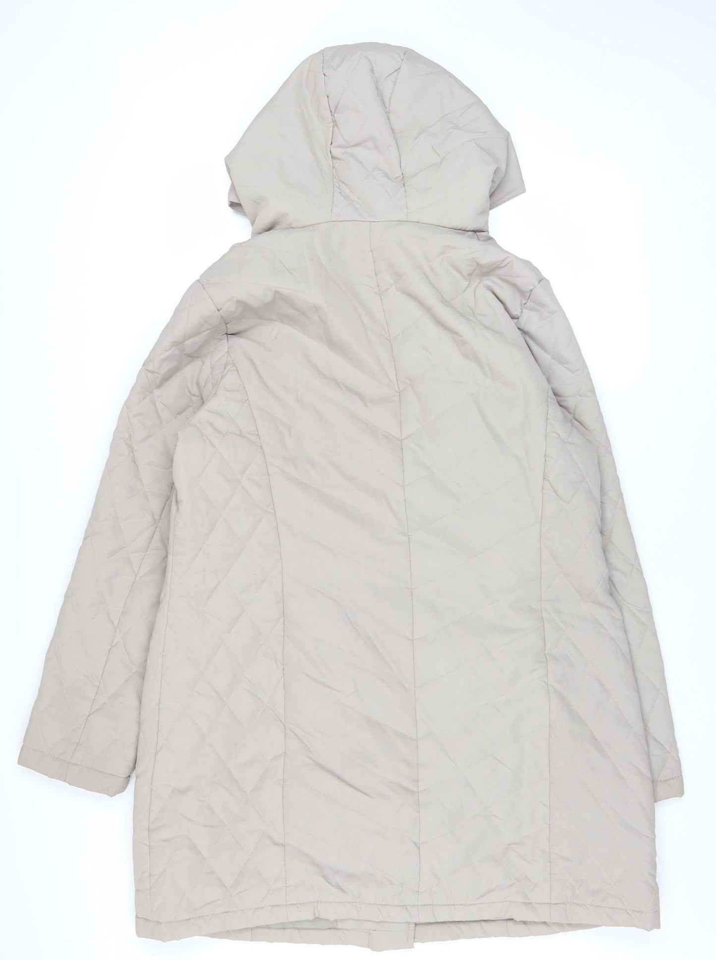 Marisota Women’s Grey Quilted Hooded Long Coat Size 18