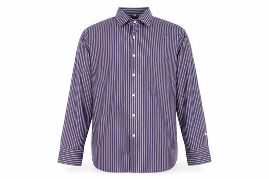 Eterna Men's Purple Striped 44 Regular Fit Long Sleeve Dress Shirt