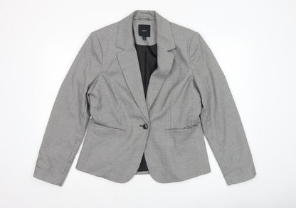 Next Women's Grey Houndstooth Regular Fit Blazer Size 12