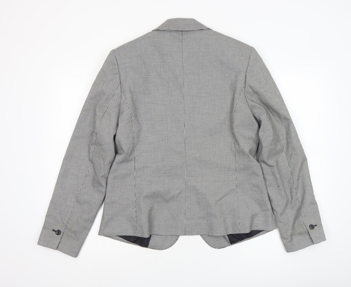 Next Women's Grey Houndstooth Regular Fit Blazer Size 12