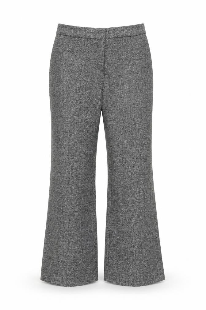 H&M Womens Grey Flared Wool Blend Tweed Trousers Size 8