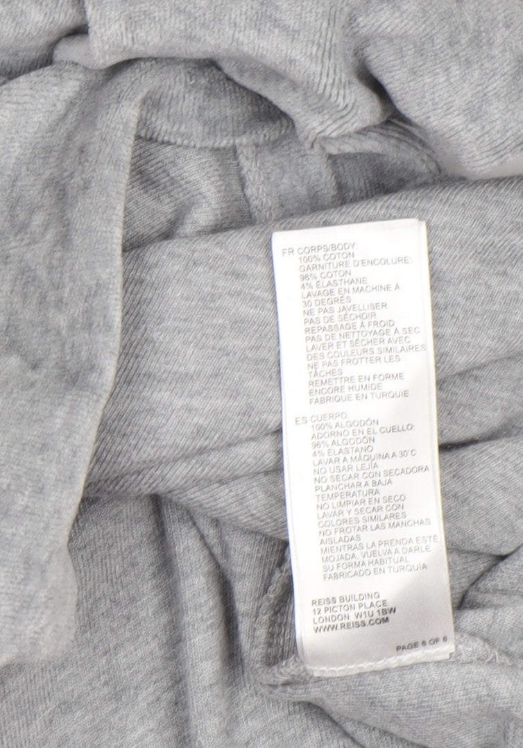 Reiss Women's Grey Basic Crew Neck Cotton T-Shirt Size L