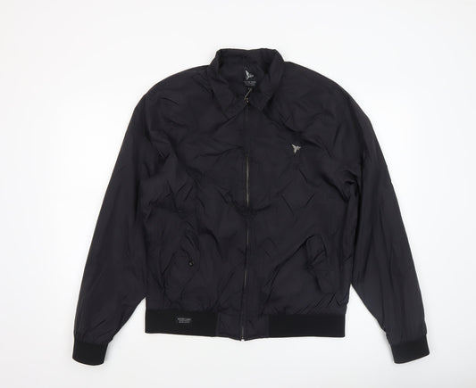 Henleys Silver Lions Men's Black L Bomber Jacket Nylon Full Zip