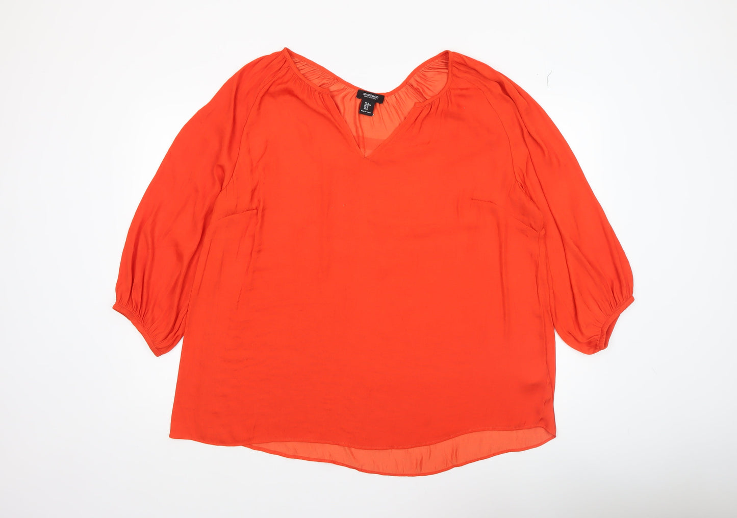 Jones New York Womens Orange V-Neck Tunic Blouse Size 18 Plus