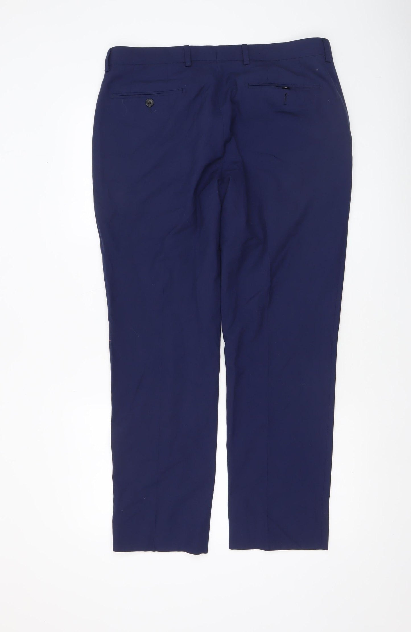 Next Men's Blue 36W 29L Polyester Blend Dress Trousers