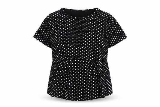 Boohoo Women’s Black Polka Dot Short Sleeve Tunic Top Size 10
