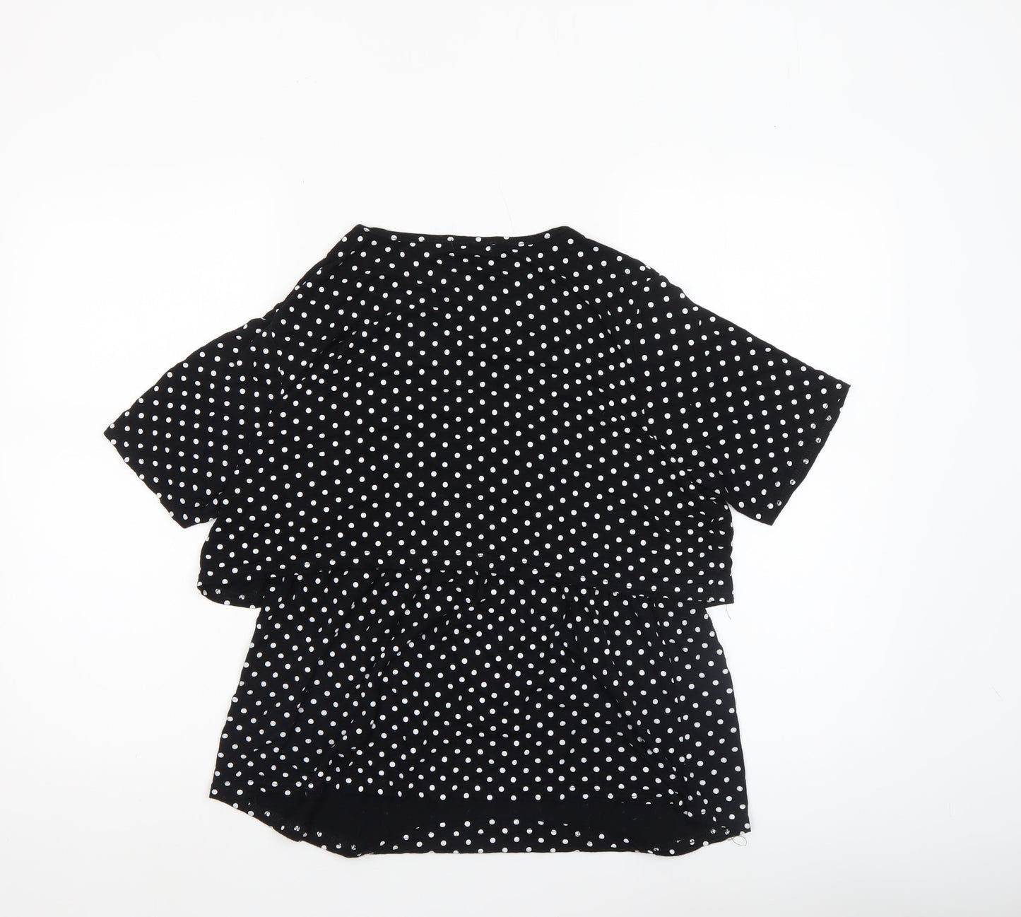 Boohoo Women’s Black Polka Dot Short Sleeve Tunic Top Size 10
