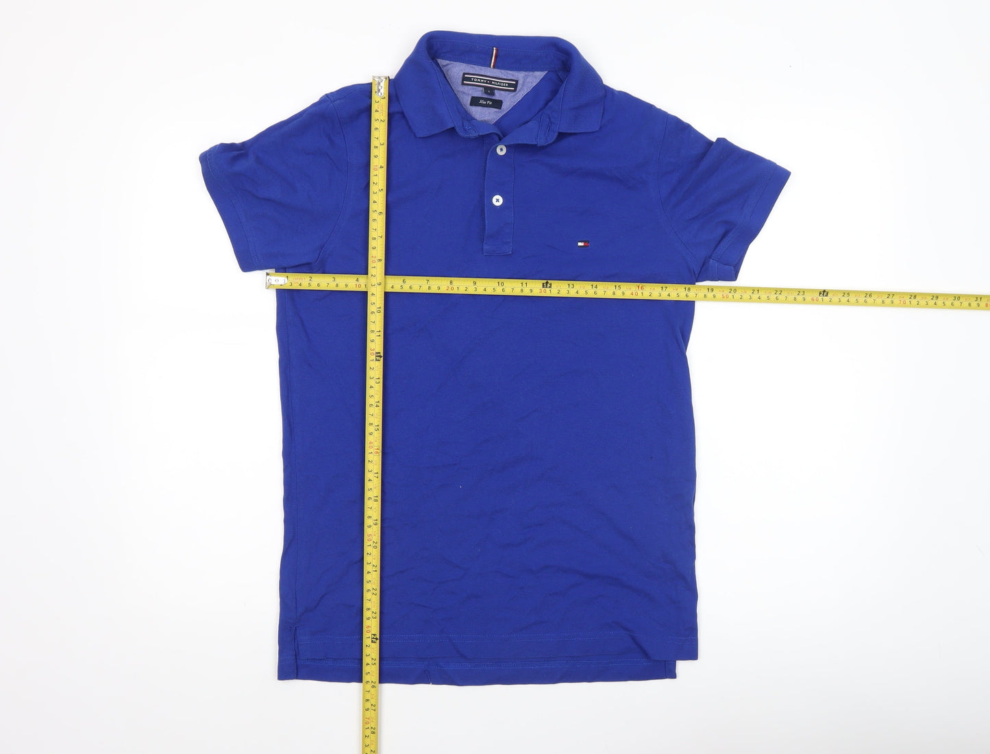 Tommy Hilfiger Men’s Blue Slim Fit Cotton Polo Shirt Size S