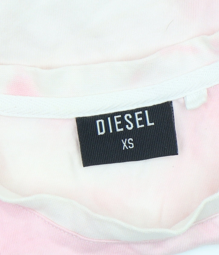 Diesel Womens Pink Tie-Dye Short Sleeve Cotton T-Shirt XS