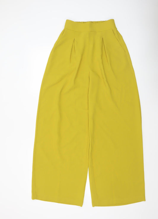 Another Sunday Womens Yellow Wide-Leg Cropped Trousers Size 6