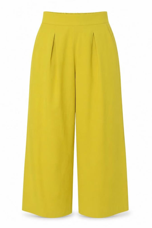 Another Sunday Womens Yellow Wide-Leg Cropped Trousers Size 6
