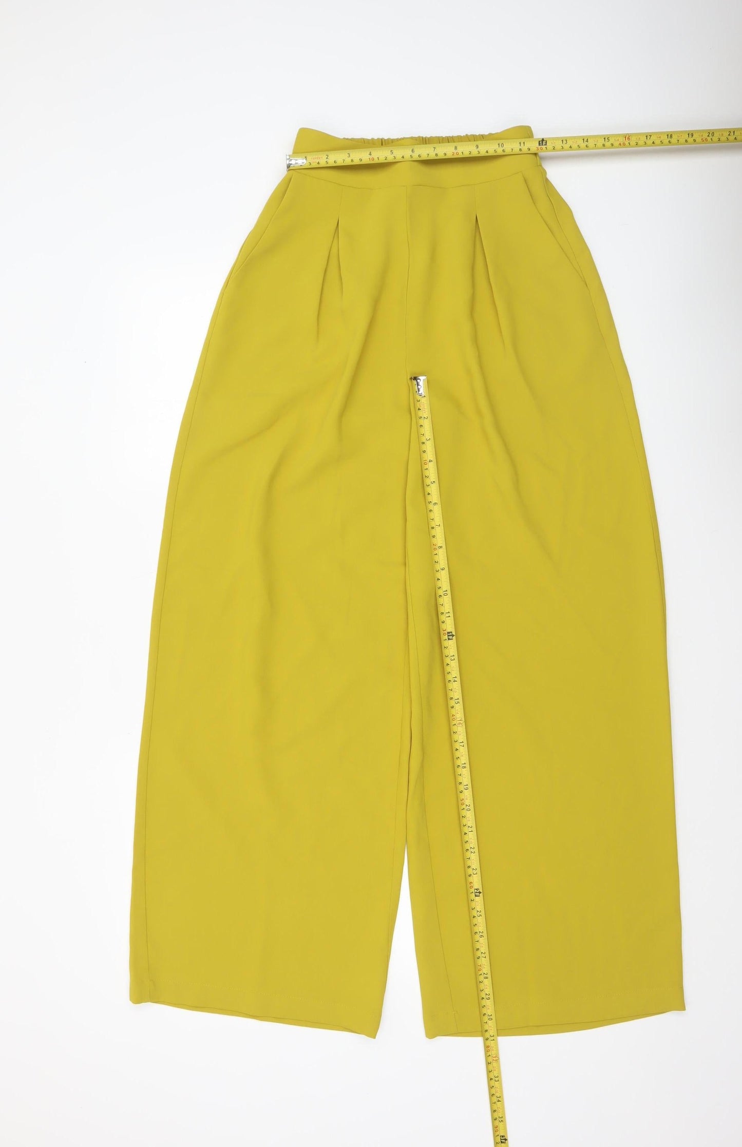 Another Sunday Womens Yellow Wide-Leg Cropped Trousers Size 6