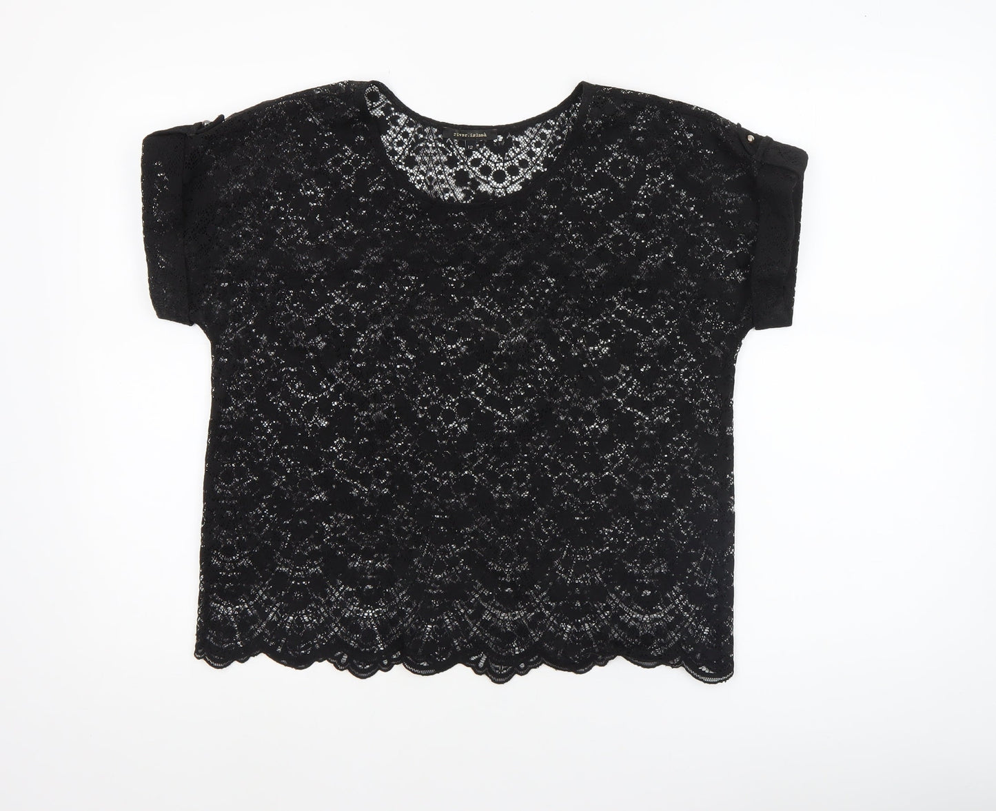 River Island Women's Black Lace Cropped Blouse Size 12