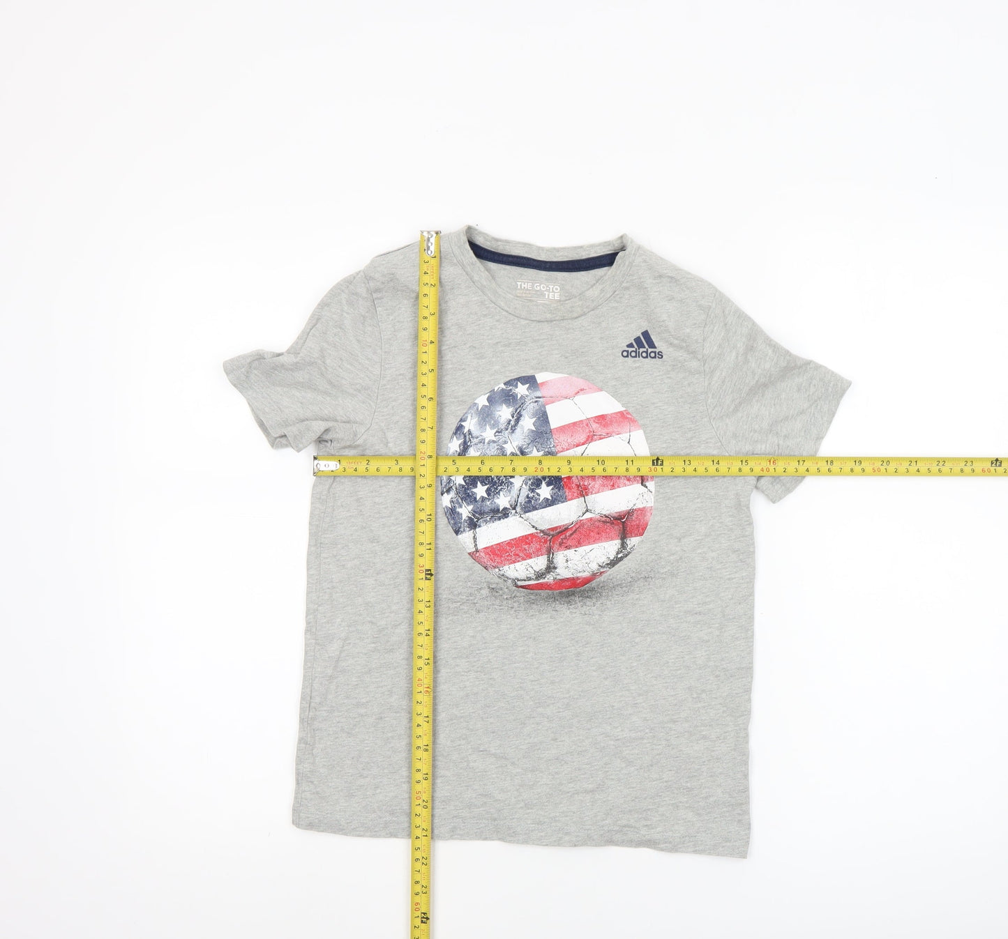 Adidas Boys Grey T-Shirt Size 8/10 The Go-To Tee Crew Neck Casual Top