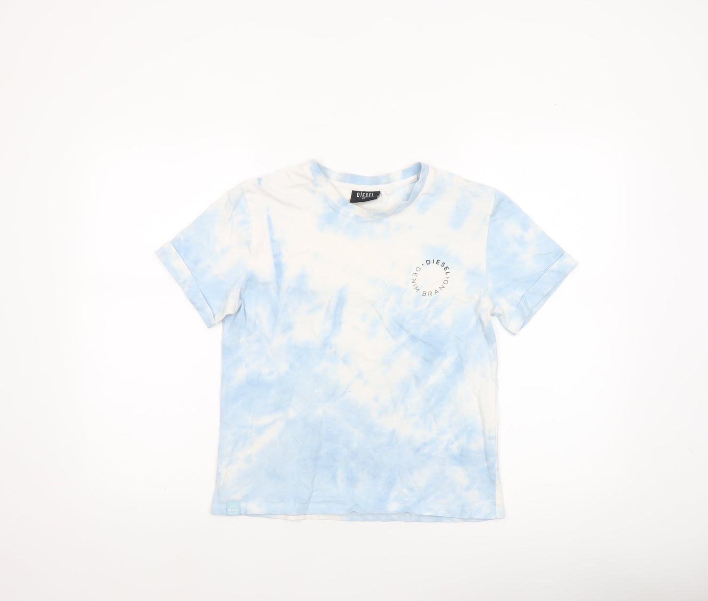 Diesel Women's Blue Tie-Dye Cotton T-Shirt XS Short Sleeve