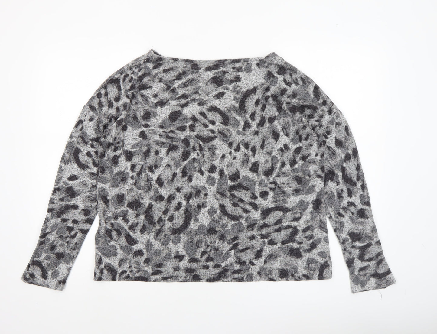 Principles Womens Grey Animal Print Knit Blouse Size 14