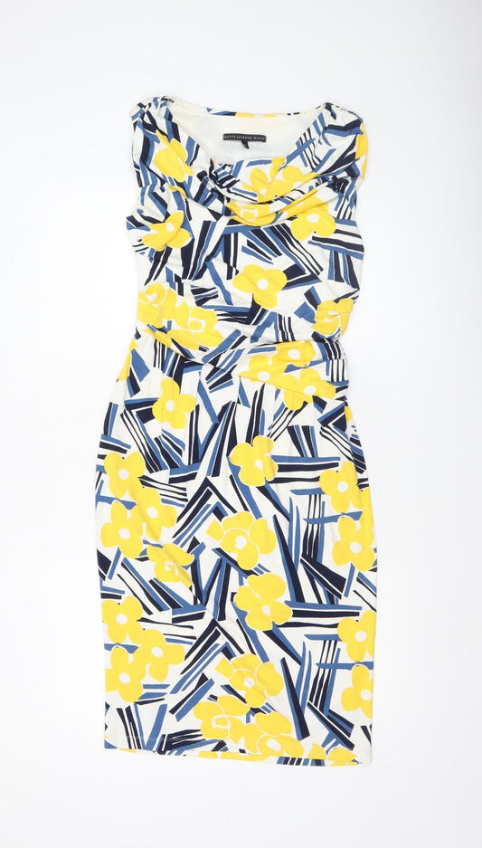 Betty Jackson Black Women's Multicoloured Floral Sheath Dress Size 8