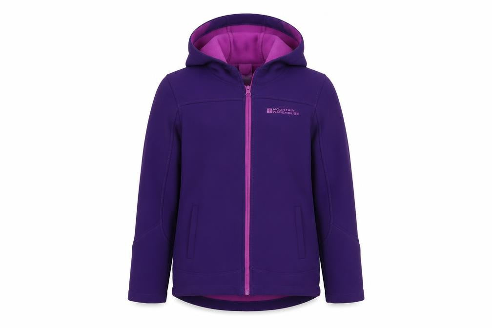 Mountain Warehouse Girls Purple Hooded Softshell Jacket 7-8 Years