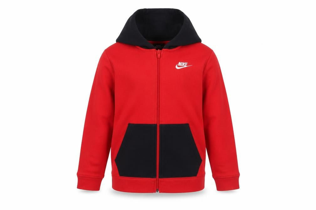 Nike Boys Red & Black Full Zip Hoodie Size 137-147cm Cotton Blend