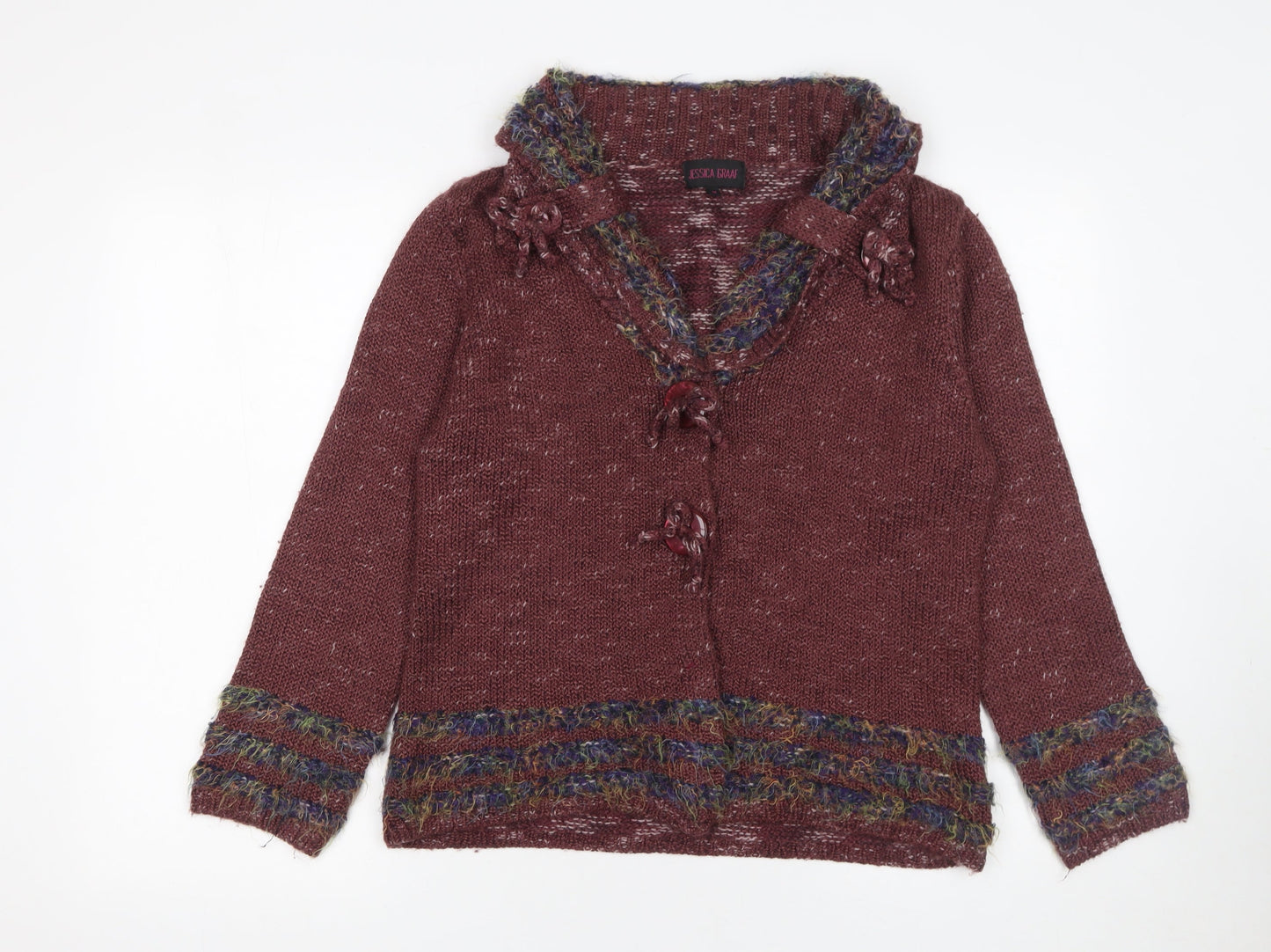 Jessica Graaf Women’s Brown Knit Cardigan M Long Sleeve Acrylic Blend