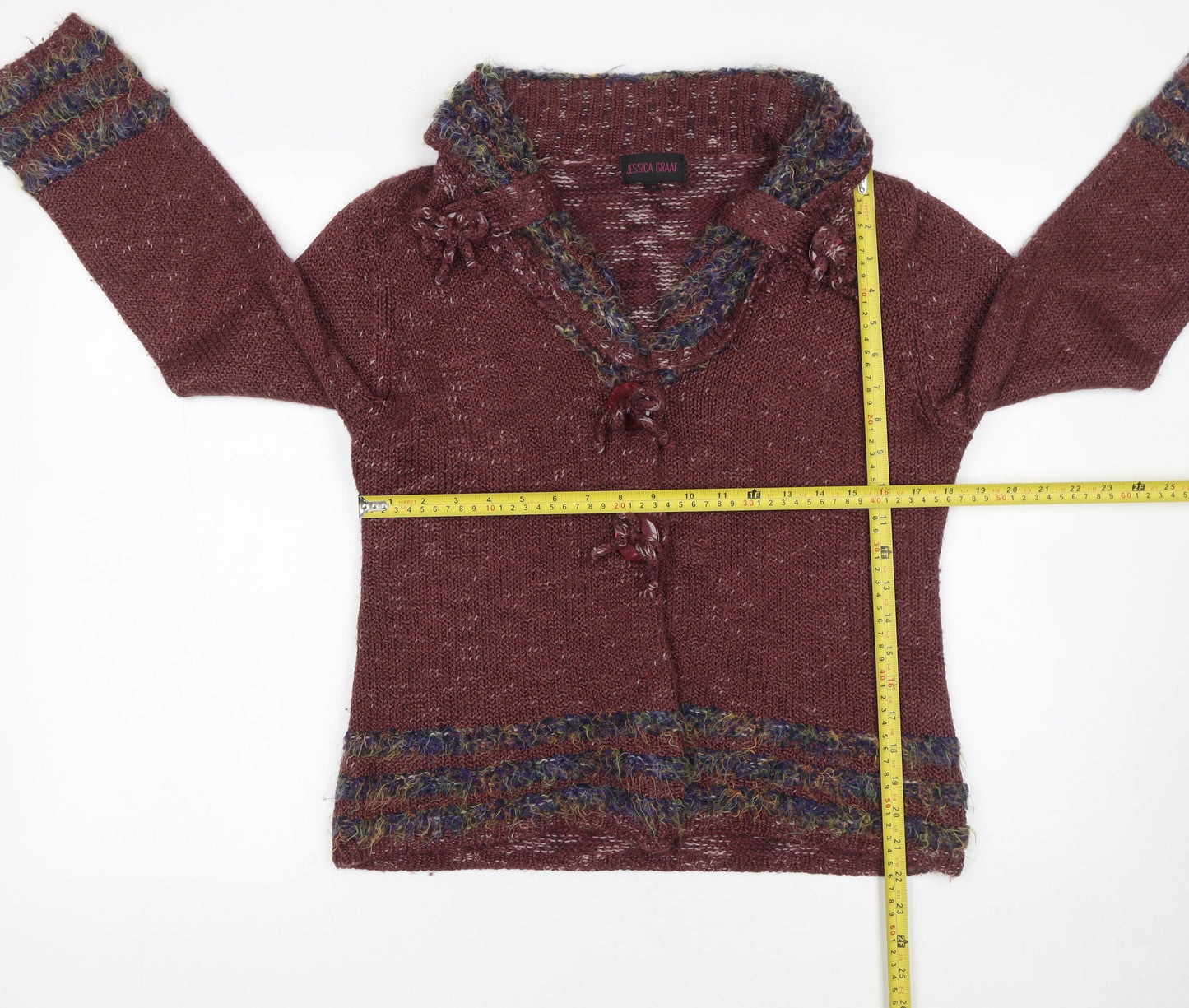 Jessica Graaf Women’s Brown Knit Cardigan M Long Sleeve Acrylic Blend