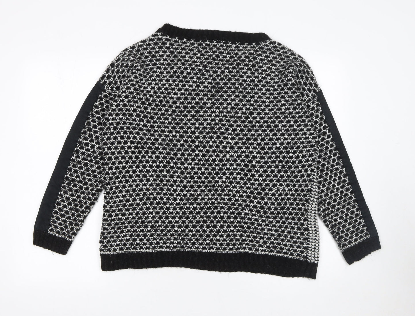 Soon Women's Black & White Patch Knit Jumper Size 14 Classic Style