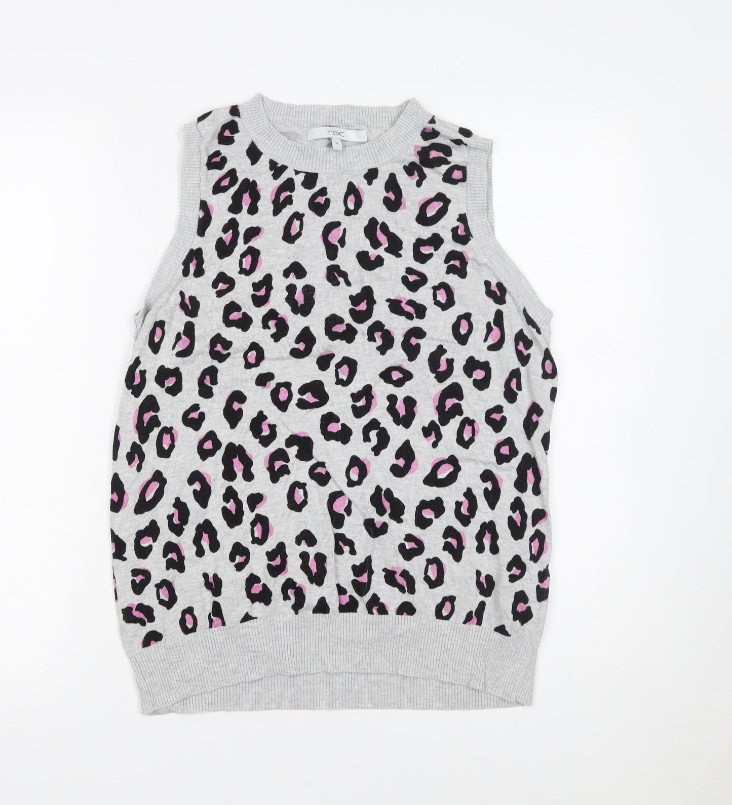 Next Women Grey Leopard Print Sleeveless Knit Vest M