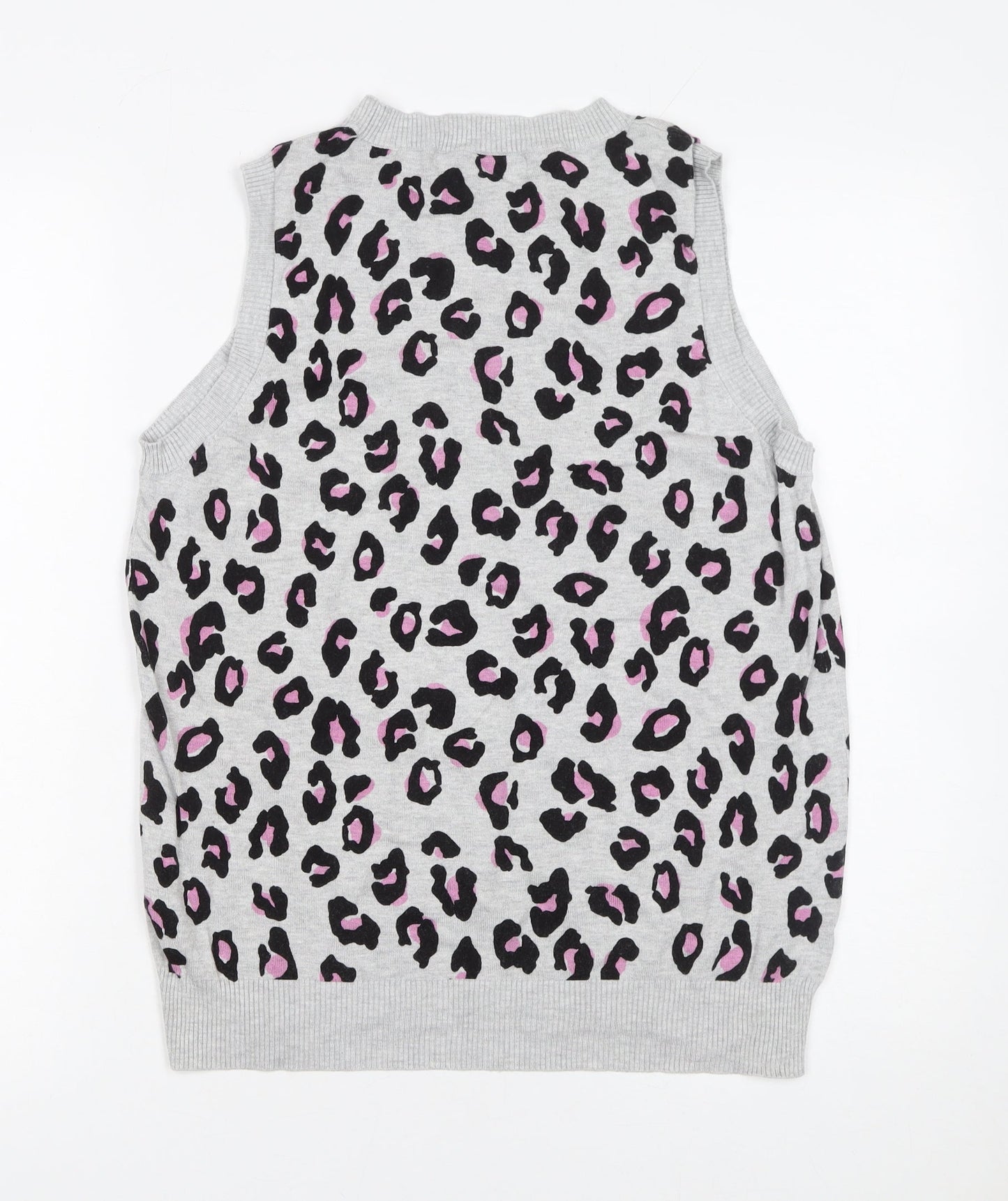 Next Women Grey Leopard Print Sleeveless Knit Vest M
