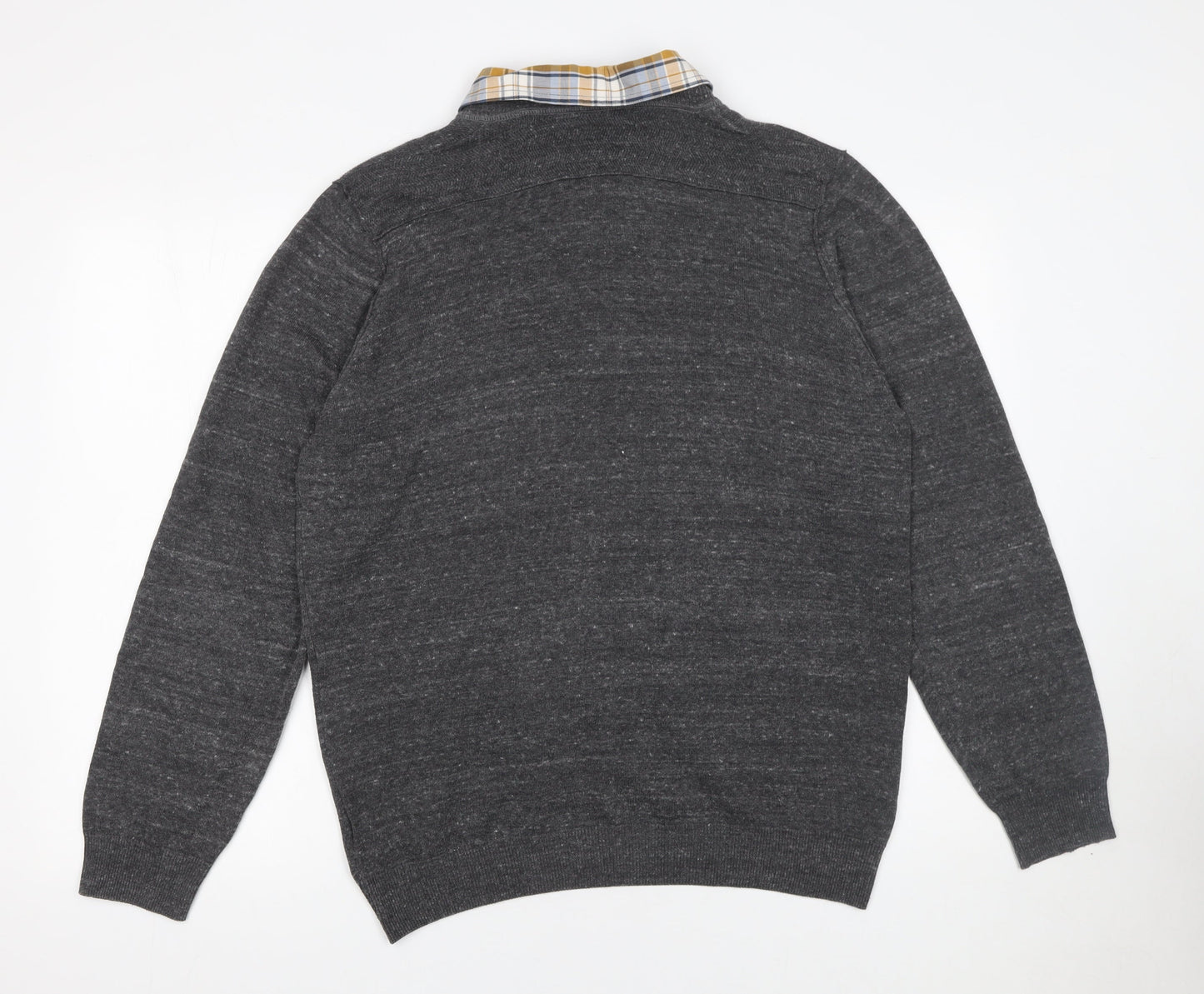 Marks and Spencer Men’s Grey Collared Henley Jumper Size L