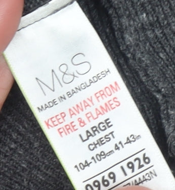 Marks and Spencer Men’s Grey Collared Henley Jumper Size L