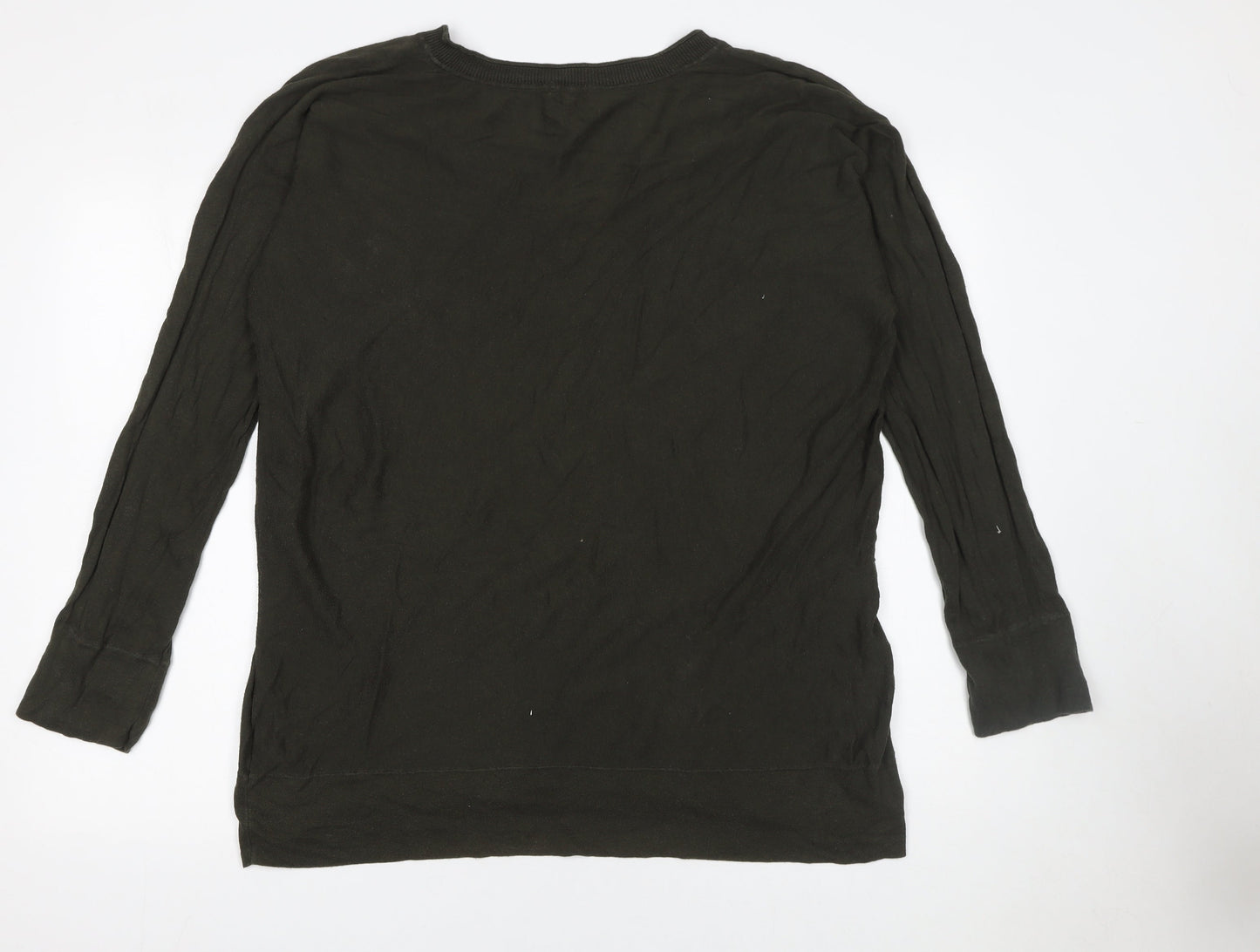 Jigsaw Women's Black V-Neck Cotton Long Sleeve Pullover Jumper Size L