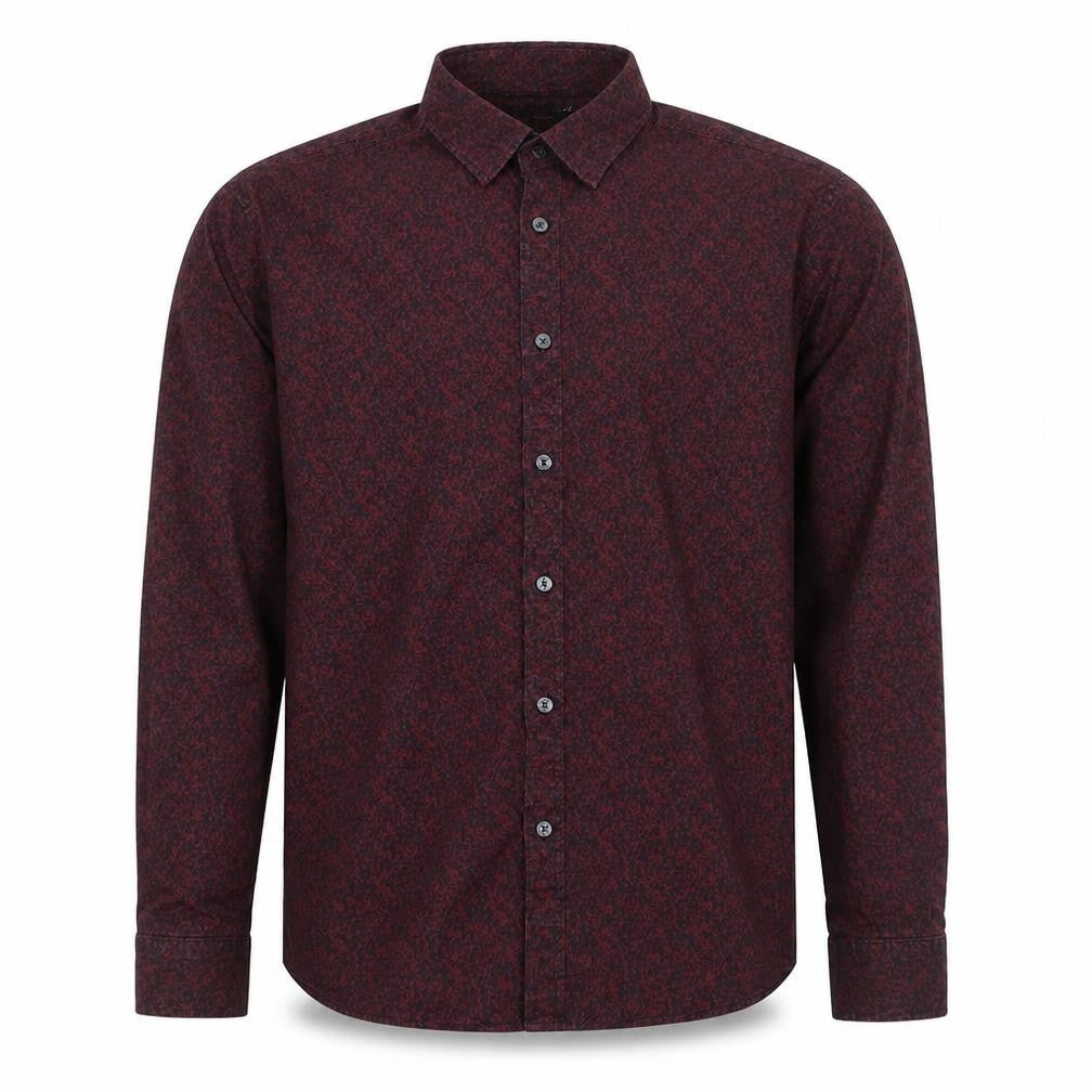 Michael Kors Men's Red Floral Slim Fit Long Sleeve Button-Up Shirt XL