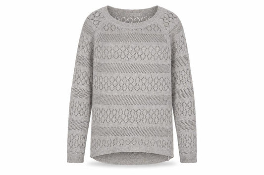 Monsoon Women’s Grey Open-Knit Metallic Pullover Jumper Size S