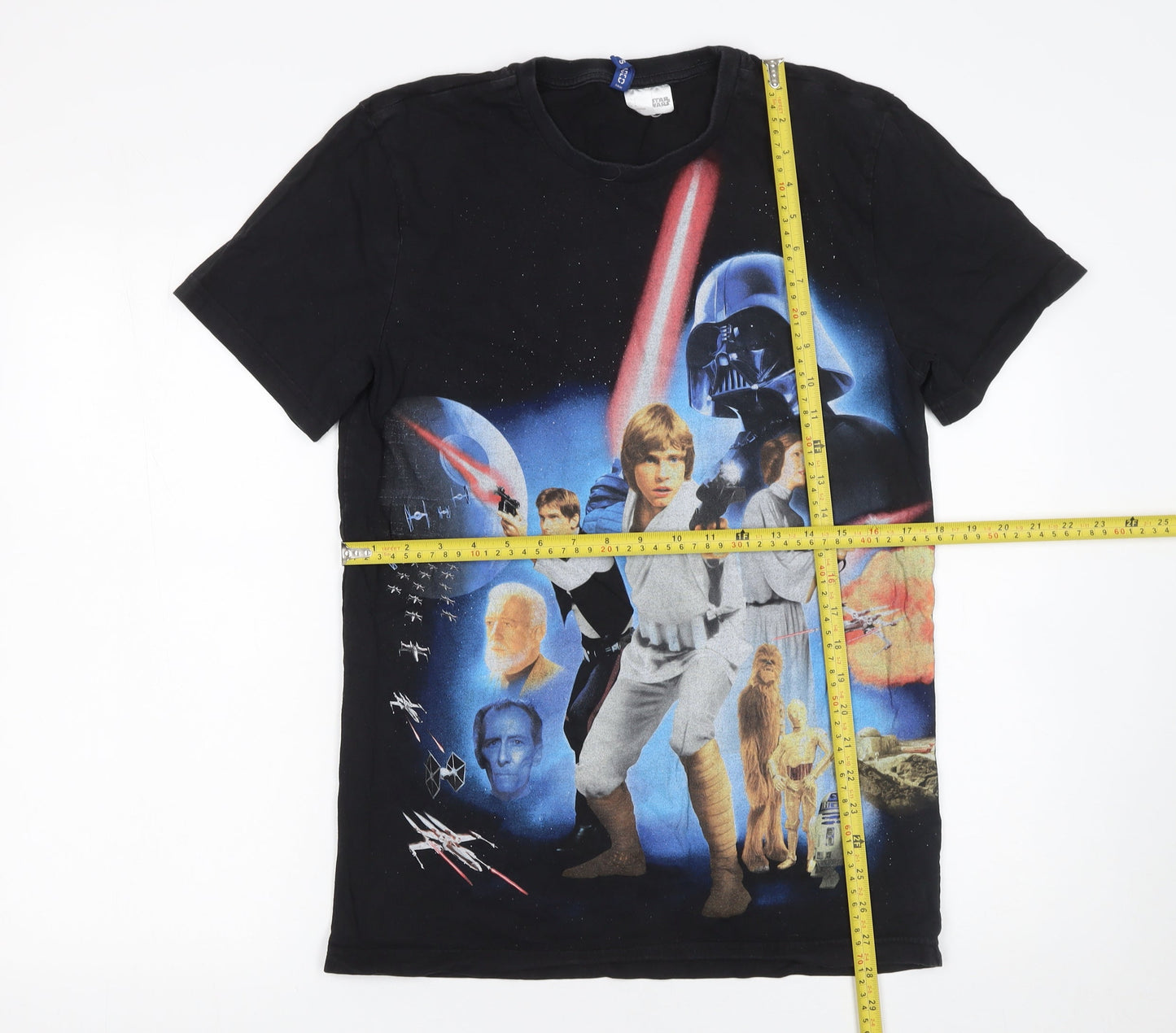 Star Wars Men’s Black Graphic Cotton T-Shirt Size S Retro Movie Tee