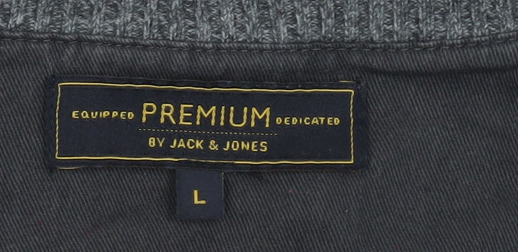 Jack & Jones Men’s Grey Cotton Crew Neck Pullover Jumper L