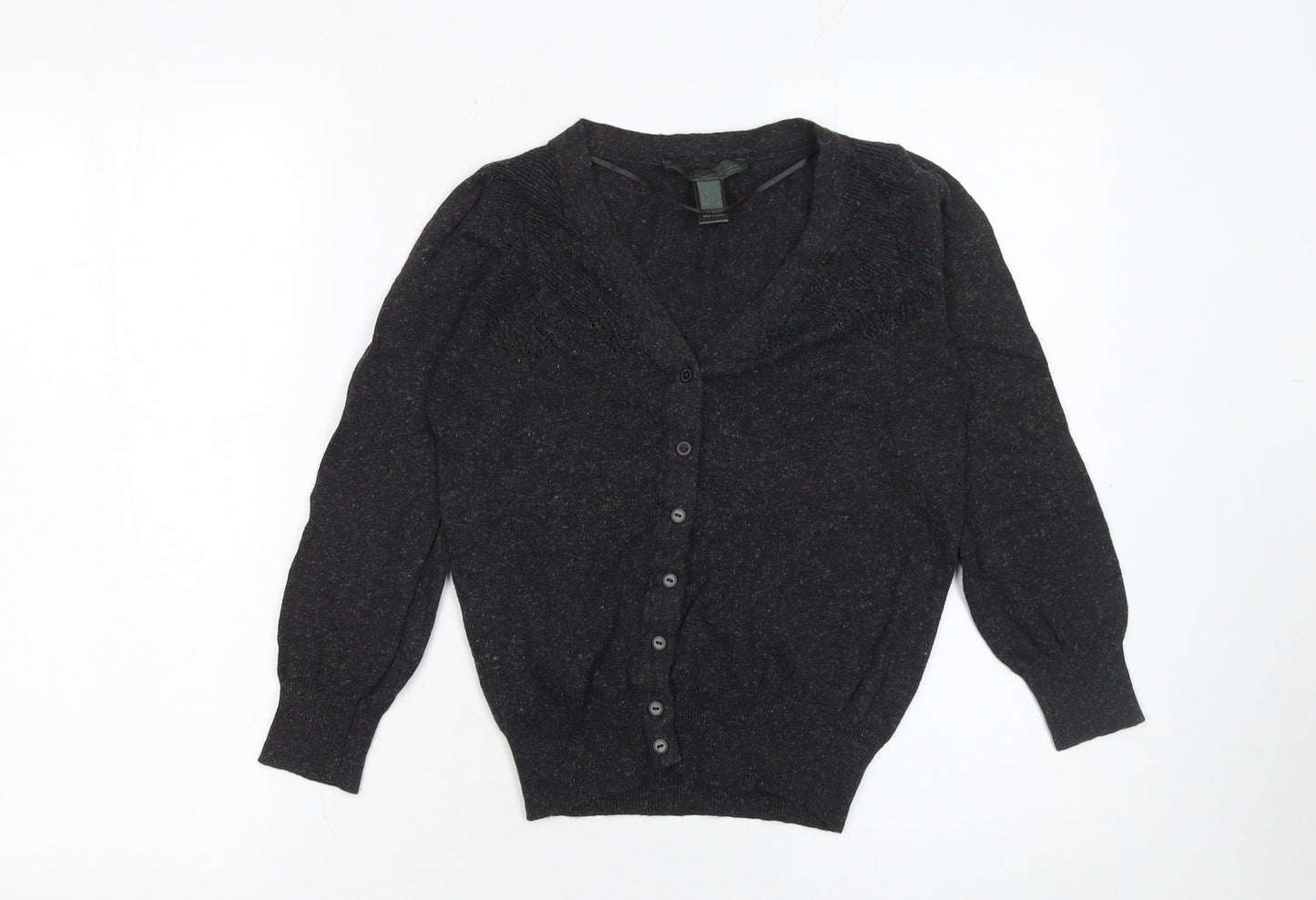 Mango Women's Black V-Neck Cardigan Size S Knit Long Sleeve