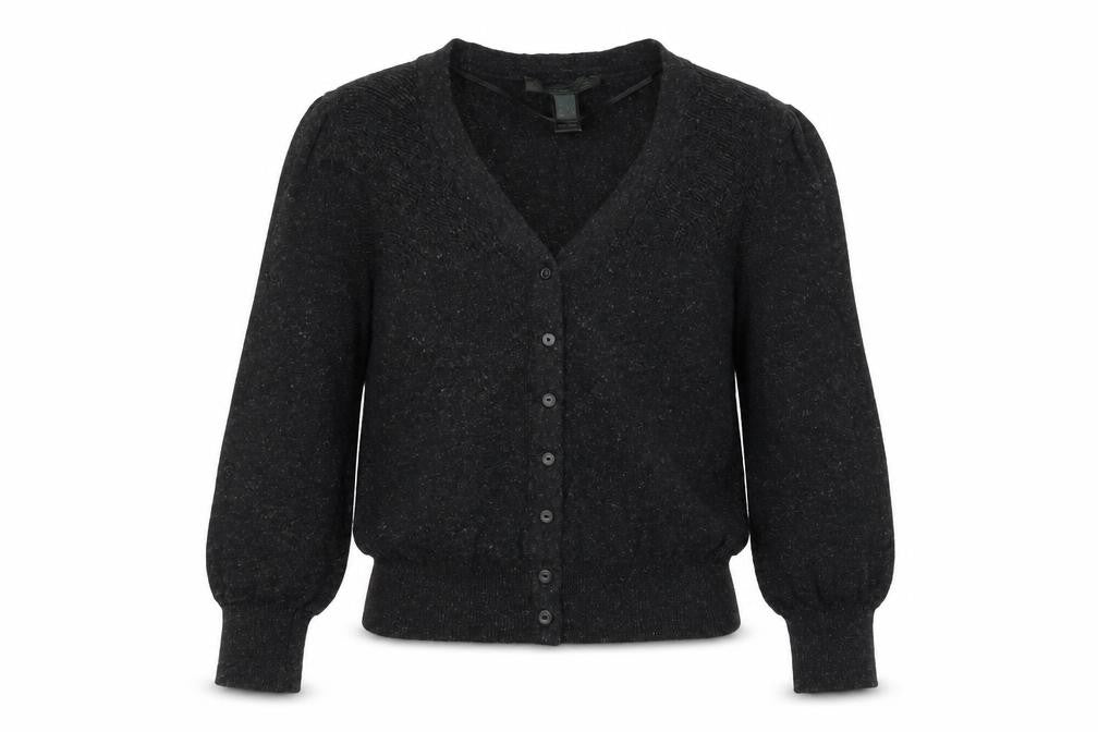 Mango Women's Black V-Neck Cardigan Size S Knit Long Sleeve