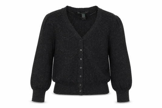 Mango Women's Black V-Neck Cardigan Size S Knit Long Sleeve
