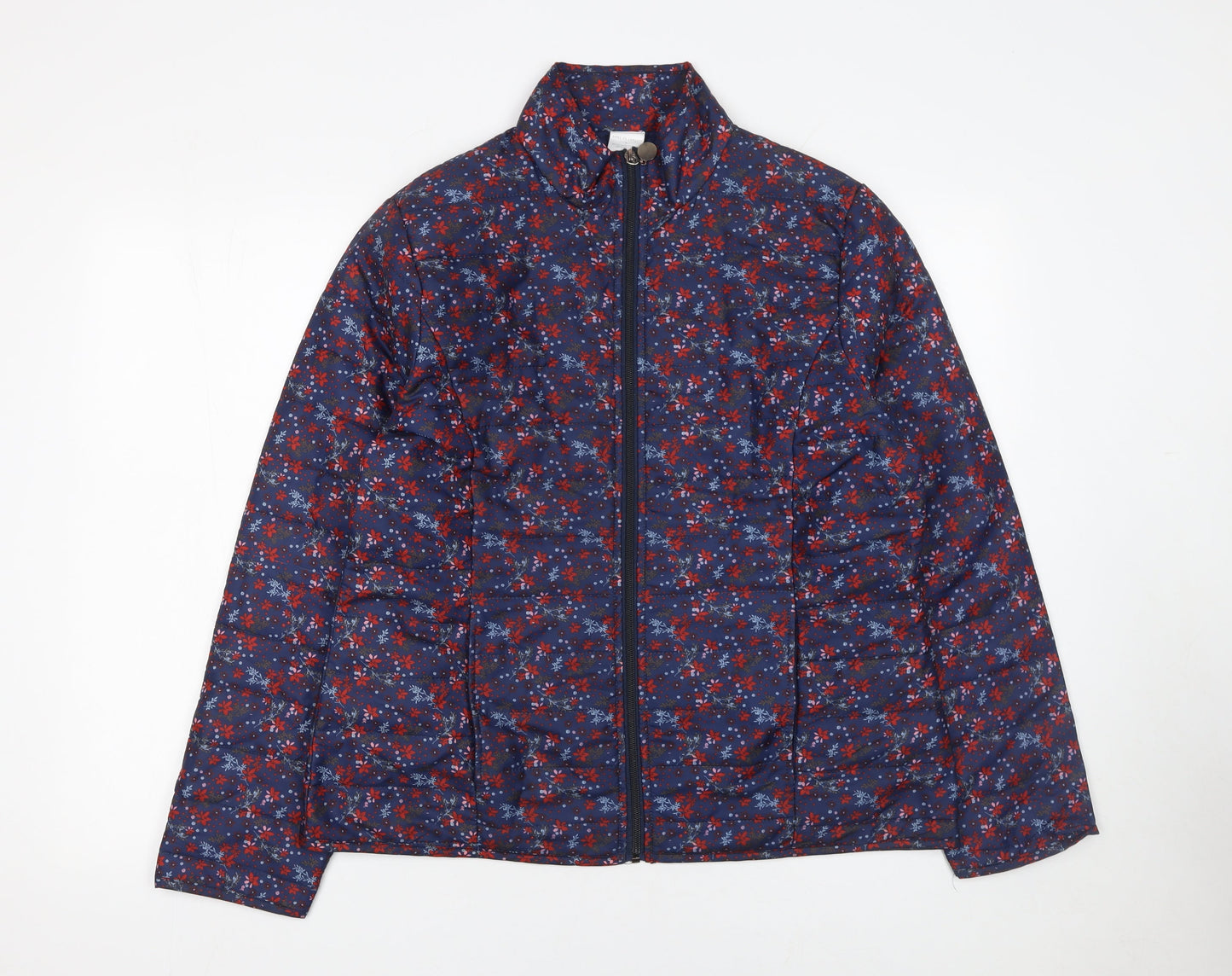 Anne de Lancay Women's Blue Floral Puffer Jacket Size M