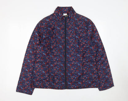 Additional front view of Anne de Lancay Women's Blue Floral Puffer Jacket, size M