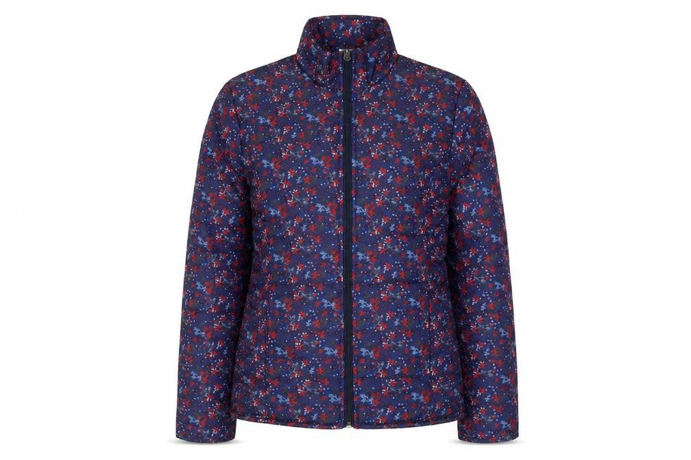 Anne de Lancay Women's Blue Floral Puffer Jacket Size M