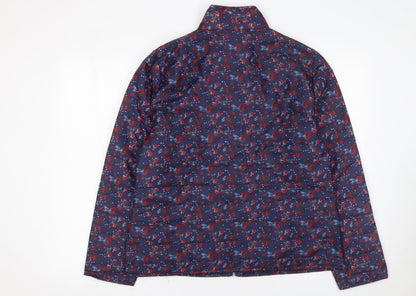 Close-up detail of Anne de Lancay Women's Blue Floral Puffer Jacket, size M