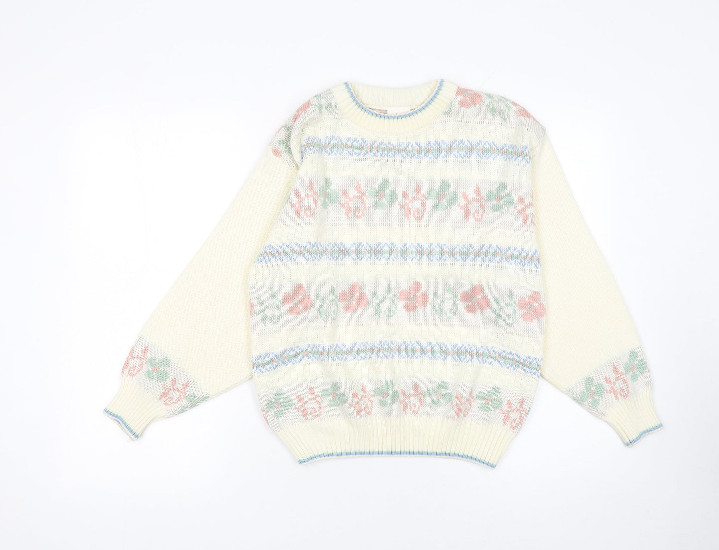 Amari Women’s Ivory Floral Knit Pullover Jumper Size 10-12