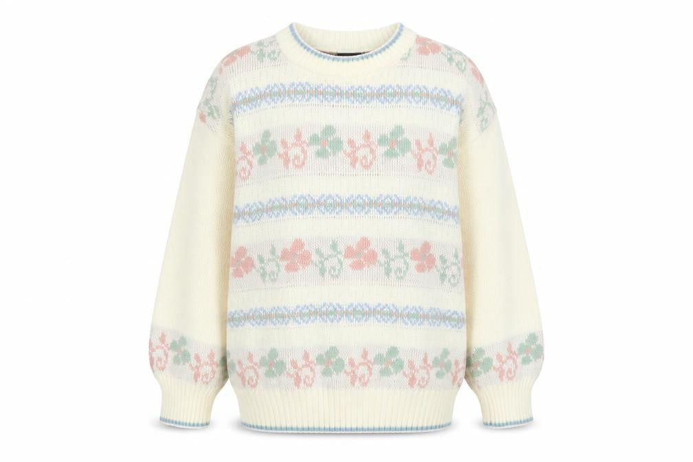 Amari Women’s Ivory Floral Knit Pullover Jumper Size 10-12