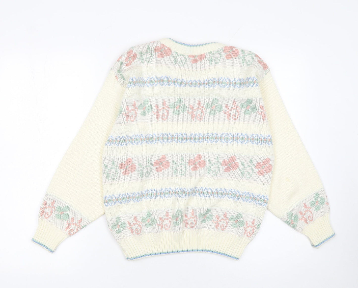 Amari Women’s Ivory Floral Knit Pullover Jumper Size 10-12