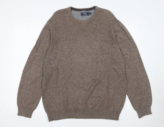 Maine New England Men's Brown Cotton Crew Neck Jumper Size L