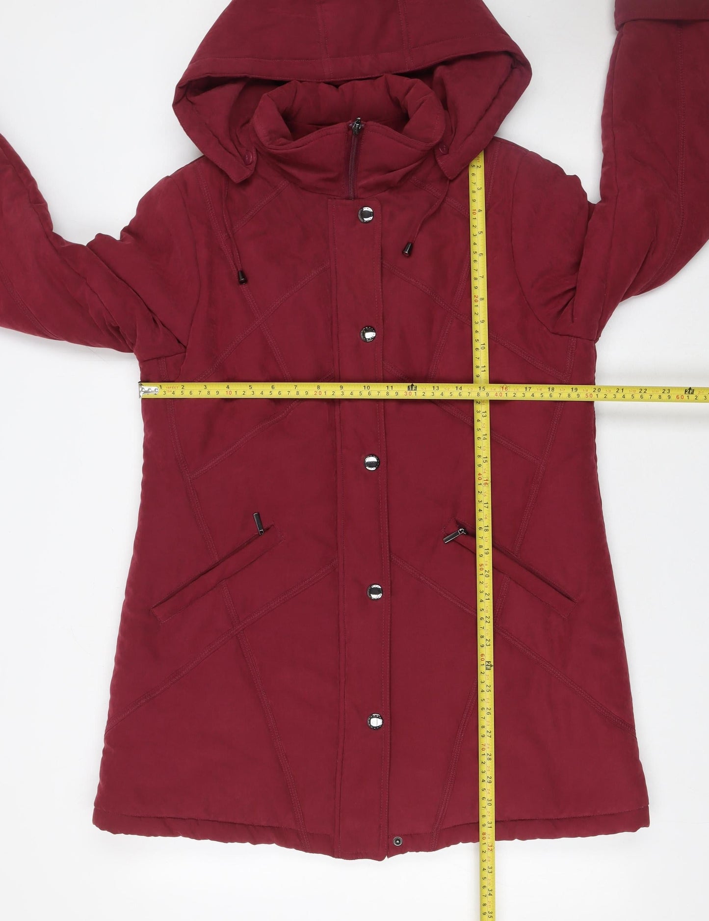 First Avenue Women's Red Hooded Parka Coat Size 14 Long Water Resistant