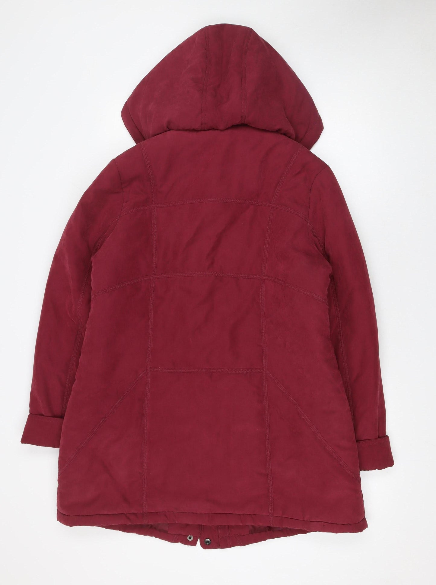 First Avenue Women's Red Hooded Parka Coat Size 14 Long Water Resistant